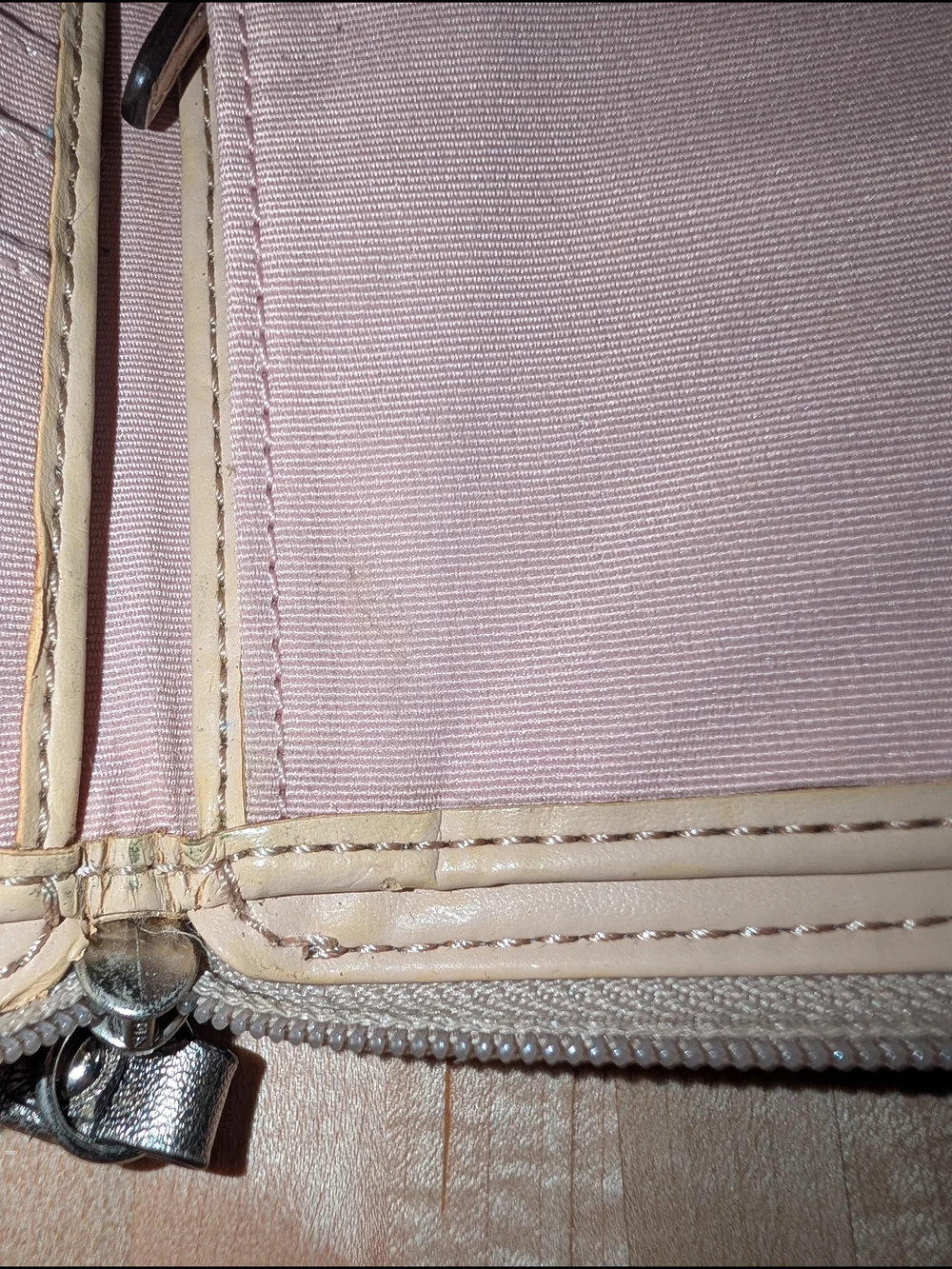 Coach Signature Canvas Zip Wallet in Pink & Beige